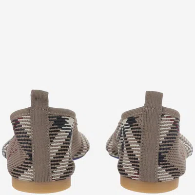 Burberry Women Knit Baby Nylon Blend Ballerinas With Knitted Traditional Check In Burgundy