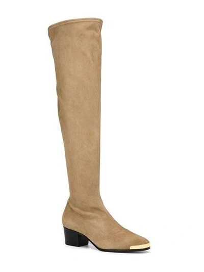 Shop Giuseppe Zanotti Over The Knee Boots In Neutrals