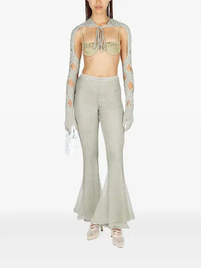 Isa Boulder Moire Flared Pants In Silver
