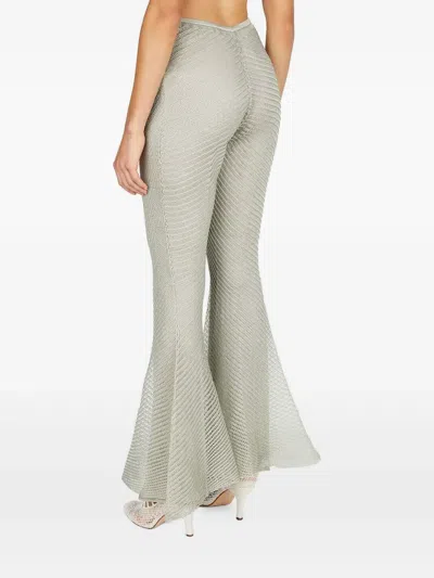 Isa Boulder Moire Flared Pants In Silver