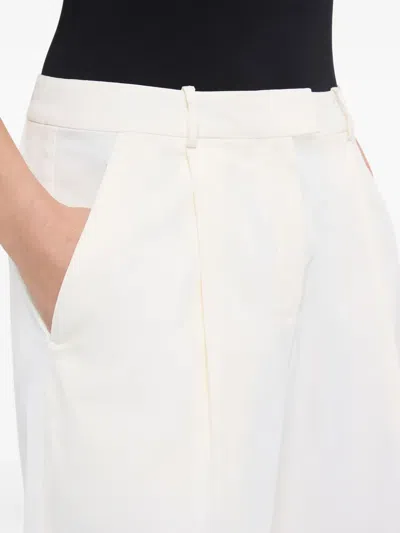 Another Tomorrow Twill Pleated Trouser In White