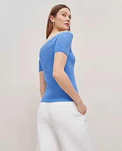 Ann Taylor Textured Off-the-shoulder Sweater In Maritime Blue