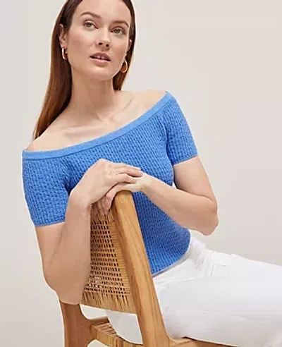 Ann Taylor Textured Off-the-shoulder Sweater In Maritime Blue