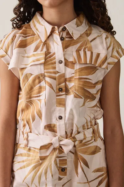 Reiss Multi 9-13 Yrs Cotton-linen Palm-print Playsuit In Multi
