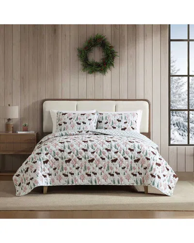Eddie Bauer Mountain Moose Cotton Flannel Reversible Quilt Set