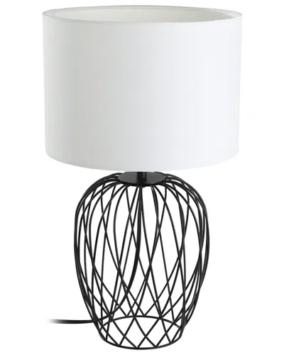 Eglo Nimlet 1 Light Table Lamp With Black Wire Frame Base & White Fabric Shade