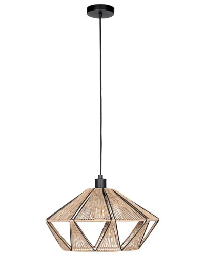 Eglo Adwickle 1 Light Dual Mount Ceiling Or Pendant Black Finish & Natural Fabric Shade