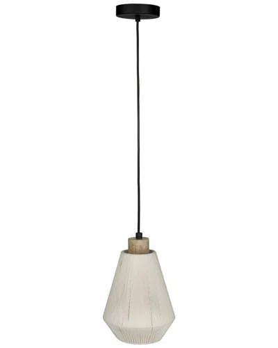 Eglo Lanier 1 Light Mini Pendant With Black Finish & Cream Textile Thread Shade