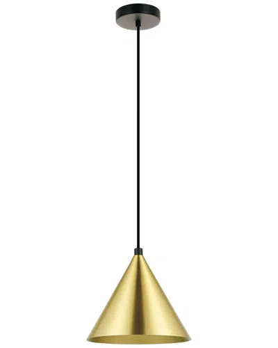 Eglo Narices 1 Light Mini Pendant With Black Finish & Brushed Brass Metal Shade
