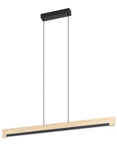 Eglo Camacho 1 Light Integrated Led Linear Pendant Black & Wood Finish With White Diffuser