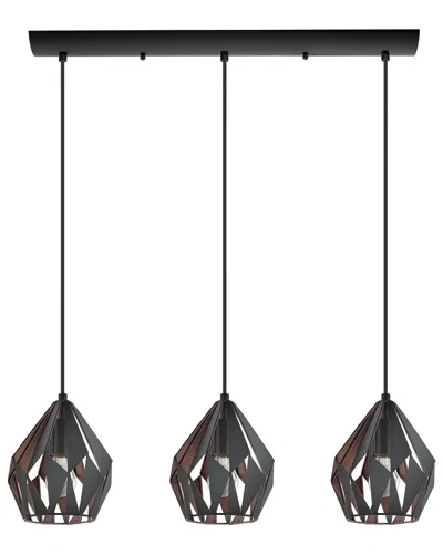 Eglo Carlton 3 Light Linear Pendant With Black Finish & Black & Copper Shade