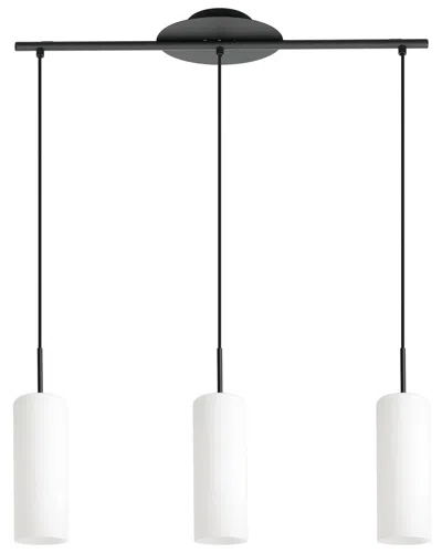 Eglo Troy 3 3 Light Linear Pendant With Structured Black Finish & Opal Glass Shade