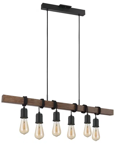 Eglo Violon 6 Light Open Bulb Linear Pendant With Black & Dark Brown Finish