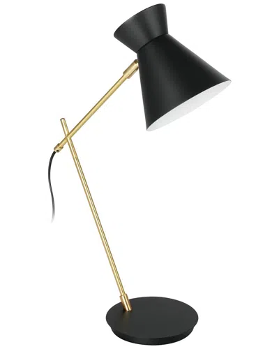 Eglo Amezaga 1 Light Table Lamp With Black & Brushed Brass Finish & Black & White Shade