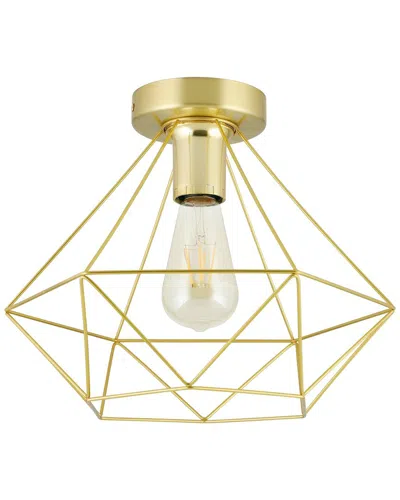 Eglo Tarbes 1 Light Open Frame Geometic Ceiling Light With Brushed Brass Finish