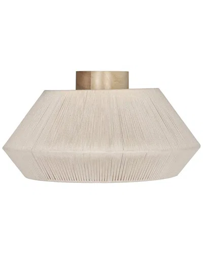 Eglo Lanier 1 Light Ceiling Light With Cream Textile Thread Shade & Wood Canopy