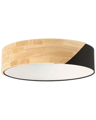 Eglo Grimaldino 2 Light Ceiling Light With Black Fabric & Wood Finish & White Plastic Diffuser
