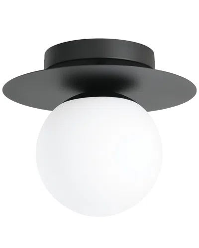 Eglo Arenales 1 Light Ceiling Light With Structured Black Finish & White Glass Shade