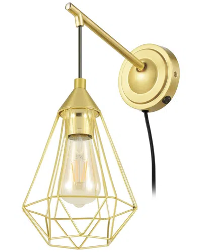 Eglo Tarbes 1 Light Open Frame Geometric Wall Light With Brushed Brass Finish & Black Accents