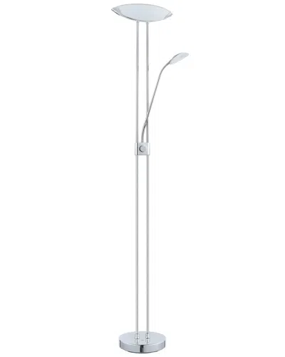 Eglo Baya Led 2 Light Integreated Led Floor Lamp With Chrome Finish & Adjustable Reading Lamp