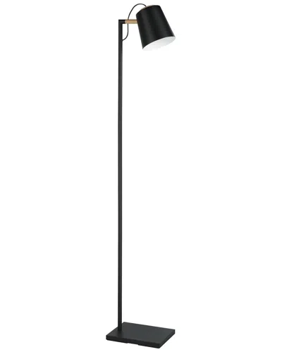 Eglo Lacey 1 Light Floor Lamp With Structured Black Finish & Black With White Interior Metal Shade