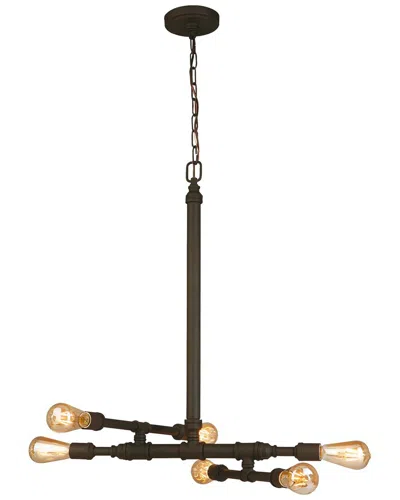 Eglo Wymer 6 Light Open Frame, Open Bulb Pendant With Matte Bronze Finish