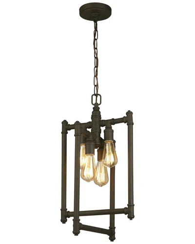 Eglo Wymer 4 Light Open Frame, Open Bulb Pendant With Matte Bronze Finish