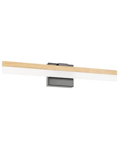 Eglo Palmital 1 Light Integrated Led Bath/vanity Light With Natural Wood & Black Finish & Frosted Ac