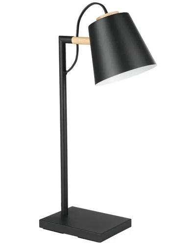 Eglo Lacey 1 Light Table Lamp With Structured Black Finish & Black With White Interior Metal Shade