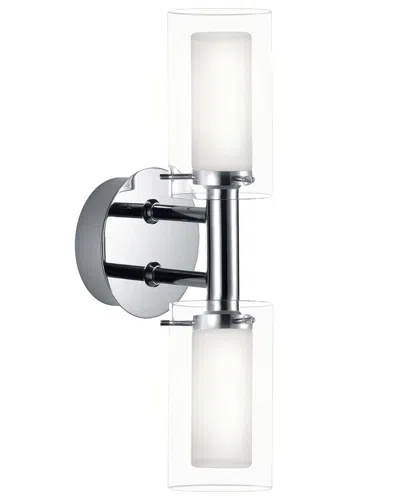 Eglo Palermo 2 Light Bath/vanity Light With Chrome Finish & Frosted & Clear Glass Shade