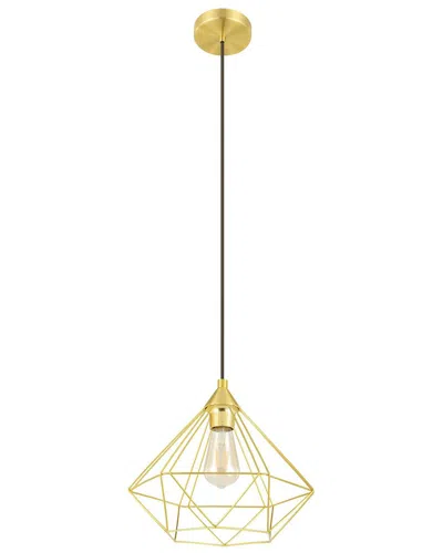 Eglo Tarbes 1 Light Open Frame Geometric Pendant With Brushed Brass Finish & Black Acccents