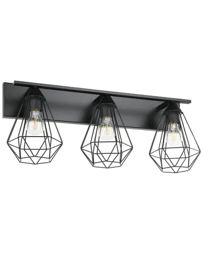 Eglo Tarbes 3 Light Bath/vanity Light With Matte Black Finish & Open Frame Geometric Shades