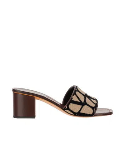 Valentino Garavani Vlogo Signature Block-heel Mules In Black