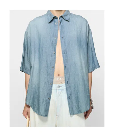 Acne Studios Button-up Shirt Logo Stamp In Blue