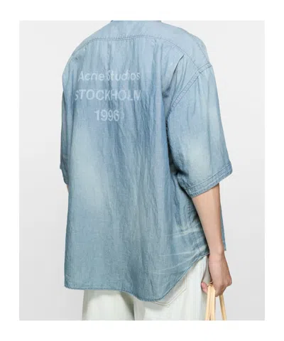Acne Studios Button-up Shirt Logo Stamp In Blue