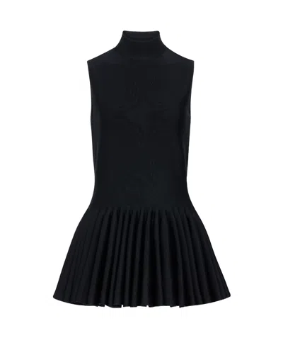 Alaïa Knitted Top With Godet In Black