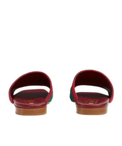 Gucci Open-toe Red Leather Sandals In Multi