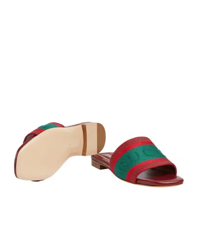Gucci Open-toe Red Leather Sandals In Multi