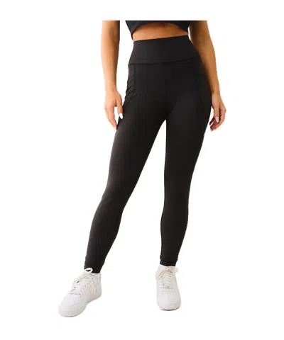 True Religion High Waist Performance Ankle Leggings In Black