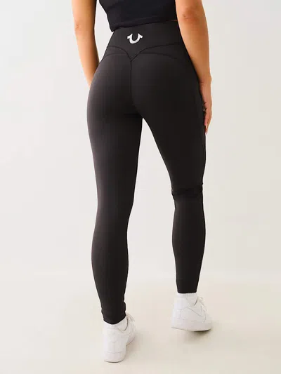 True Religion High Waist Performance Ankle Leggings In Black