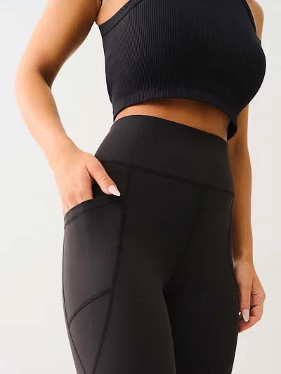 True Religion High Waist Performance Ankle Leggings In Black