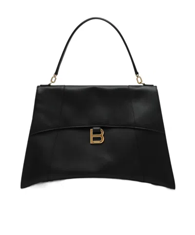 Balenciaga Women's Leather Hourglass Shoulder Bag In Black