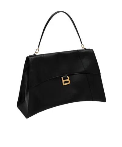 Balenciaga Women's Leather Hourglass Shoulder Bag In Black