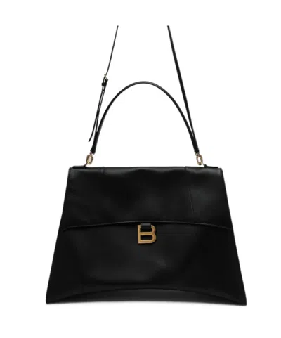 Balenciaga Women's Leather Hourglass Shoulder Bag In Black