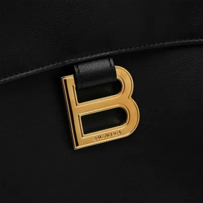 Balenciaga Women's Leather Hourglass Shoulder Bag In Black