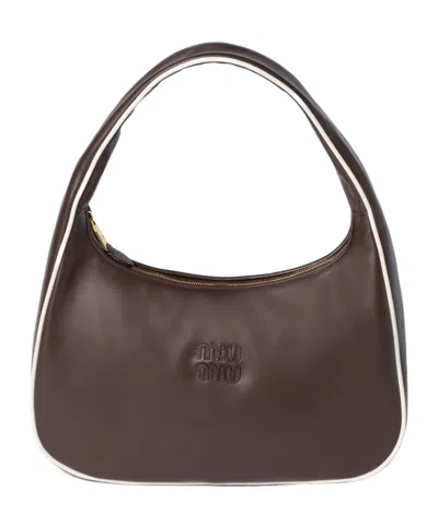 Miu Miu Wander Shoulder Bag In Heather Wood/white