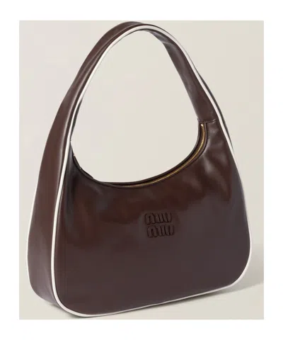 Miu Miu Wander Shoulder Bag In Heather Wood/white