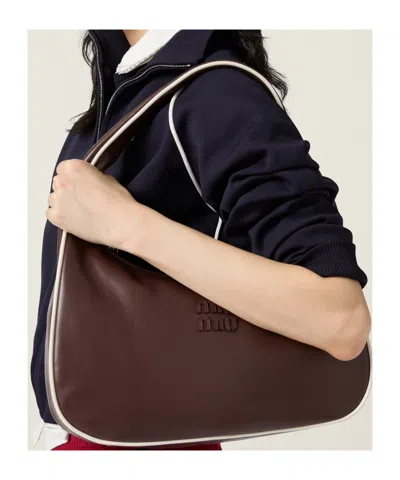 Miu Miu Wander Shoulder Bag In Heather Wood/white