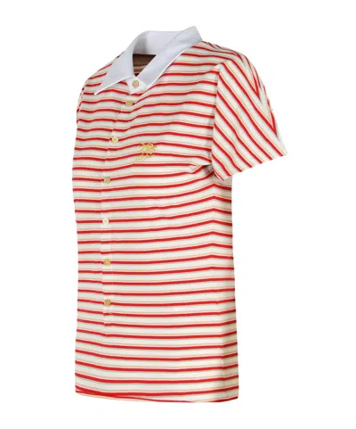 Golden Goose Natalia Slim Fit Striped Cotton Polo Shirt In Nude