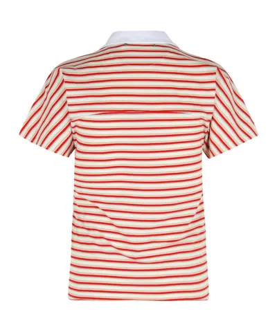 Golden Goose Natalia Slim Fit Striped Cotton Polo Shirt In Nude